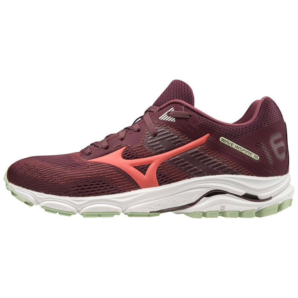 Mizuno Women's Wave Inspire 16 Running Shoes Burgundy (J1GD204459-LIV)